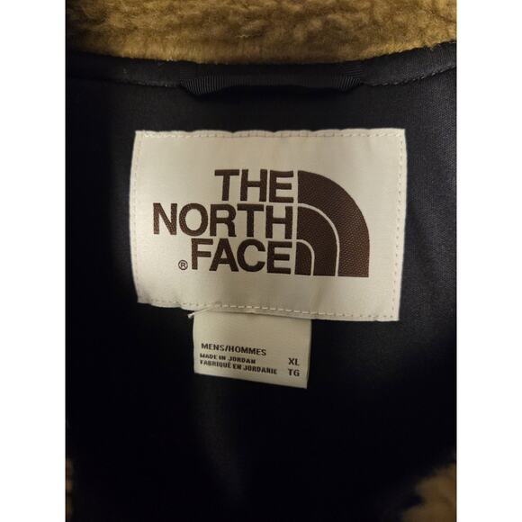 North Face Men’s XL Extreme Pile Fleece Zip Jacket Coat Khaki Brown Sherpa - Picture 2 of 10